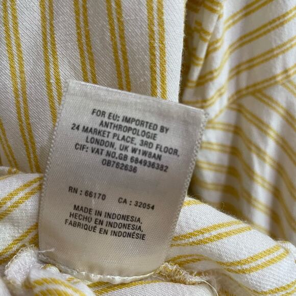 Anthro Maeve Linen Blend Yellow Striped Blouse - Picture 5 of 6